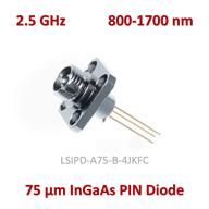 PIN فوتودیود InGaAs مناسب محدوده طیفی 1700-800 نانومتر با سطح حساس 75um و فرکانس قطع 2.5GHz دارای لنز کروی و کانکتور FC