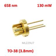 <p>دیود لیزر 638 نانومتر 130 میلی‌وات با جریان کاری 260 میلی‌آمپر و ولتاژ کاری این دیود لیزر 2.2 ولت</p>